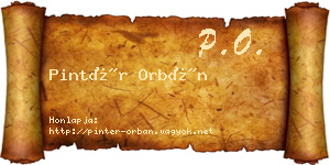 Pintér Orbán névjegykártya