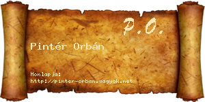 Pintér Orbán névjegykártya